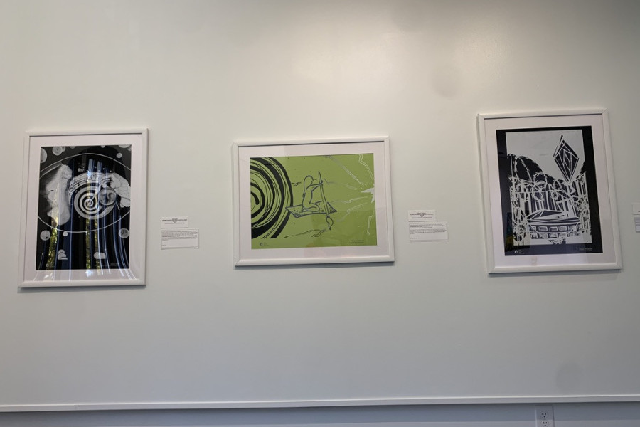 Scenes and artwork from Bridging the Distance in Columbus, Ohio, featuring visual art and poetry by incarcerated Ohio artists.
