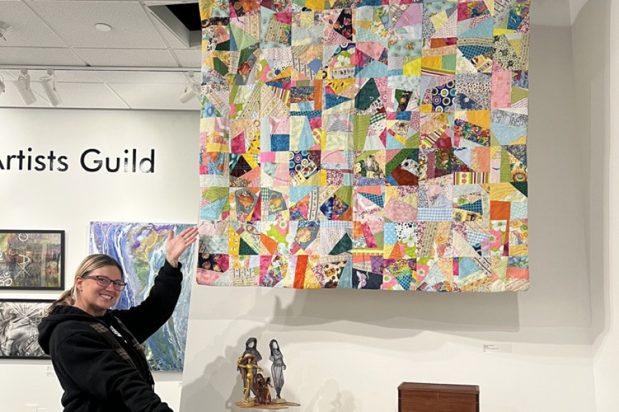 Returning Artists Guild Member with art at Home Free in Akron.