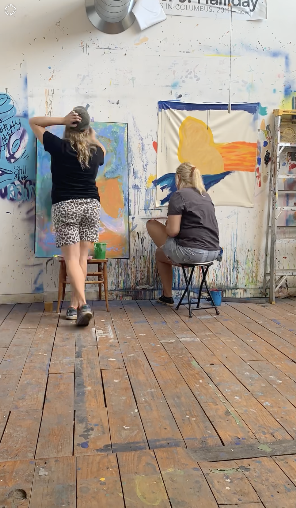 Formerly incarcerated artists makes paint the Returning Artists Guild, an abolitionist organization based in Ohio.