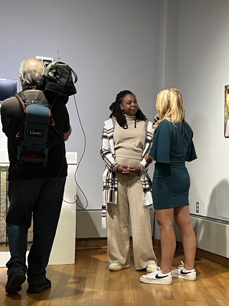 Kamisha Thomas speaks to media about the Returning Artists Guild and abolition in Ohio.