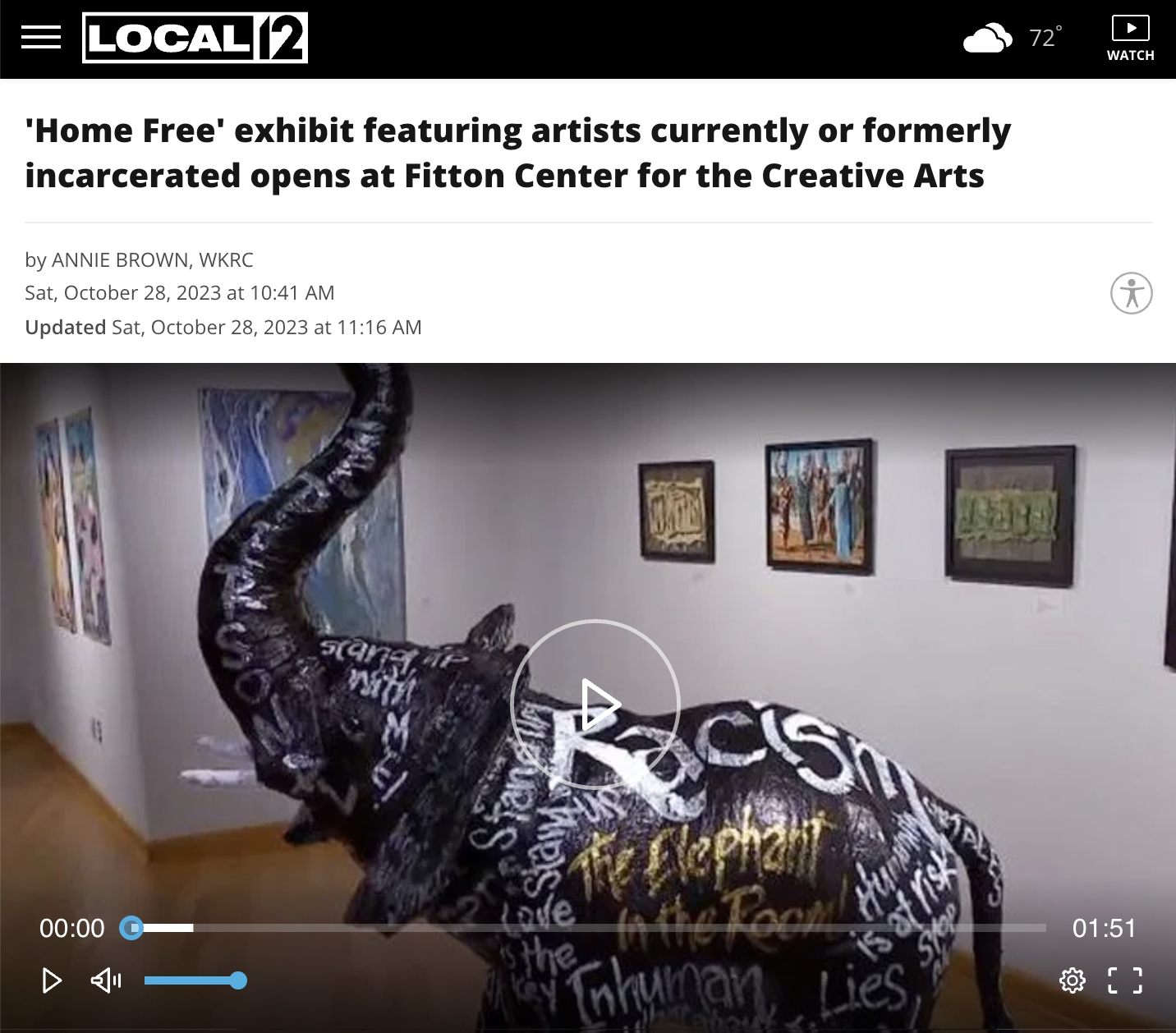 'Home Free' exhibit featuring artists currently or formerly incarcerated opens at Fitton Center for the Creative Arts